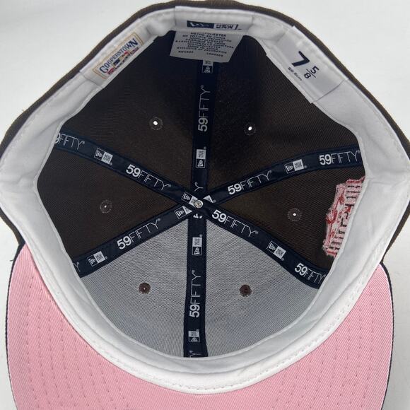 New Era San Diego Padress Stadium Peach Brim Fitted Hat Size 7 5/8 - Picture 4 of 8